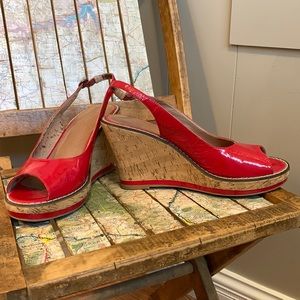 Patent leather Red sling back heels